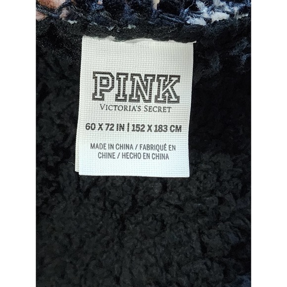 Victoria's Secret PINK Leopard Print Black Sherpa Blanket 60 in by 72 in NEW - Picture 7 of 9